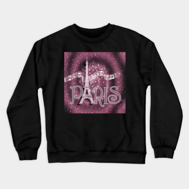 Paris Eiffel Tower Music Notes Graphic Design France Vacation Gift Crewneck Sweatshirt by tamdevo1